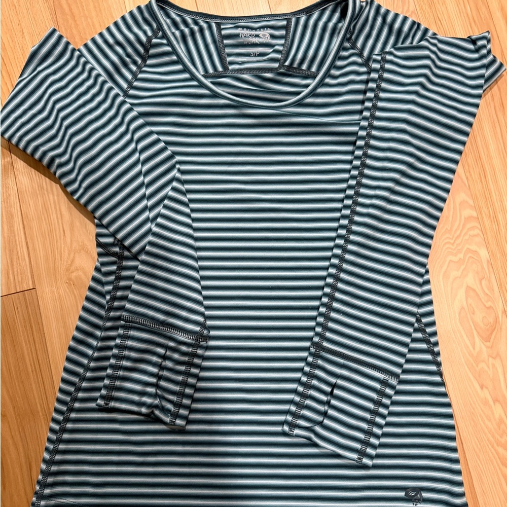 Mountain Hardwear Blue Striped Long Sleeve Jersey